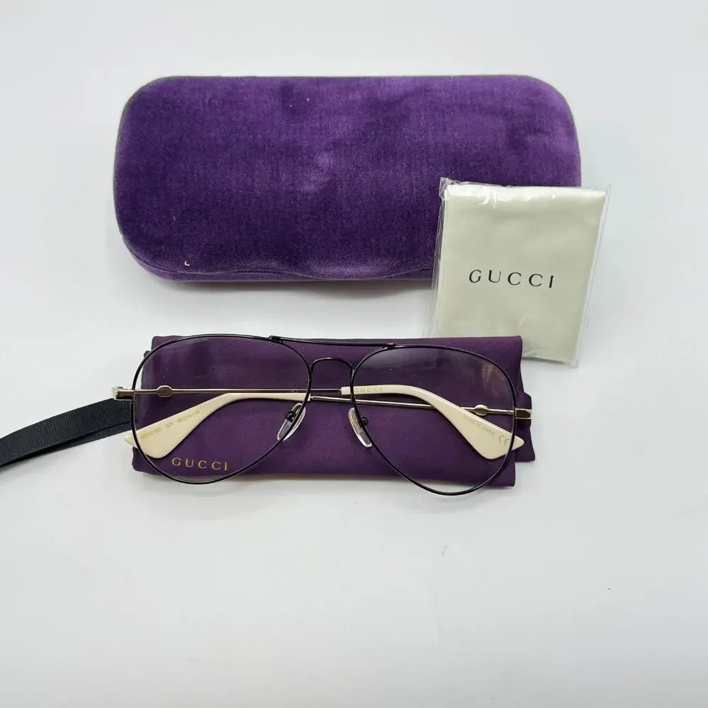 Gucci Eyeglasses Frame GG05150 001 Black Aviator 58-14-145 New Authentic